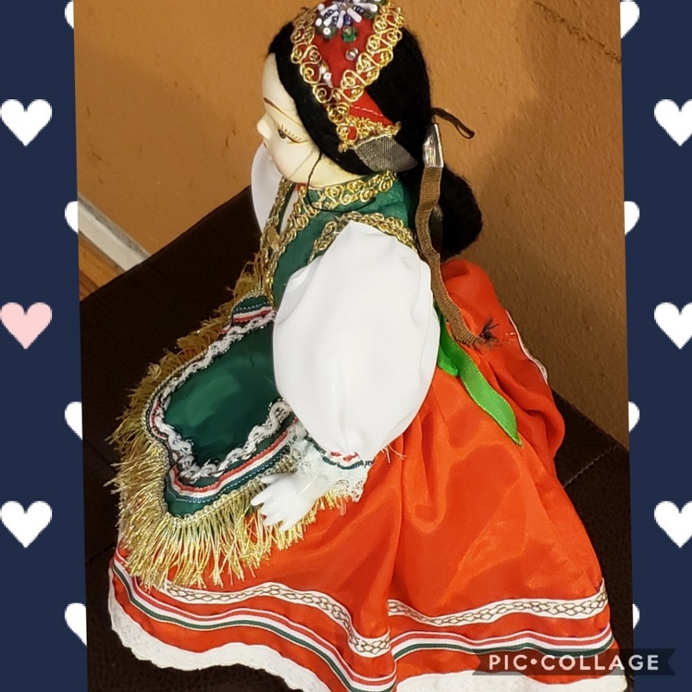 Vintage village girl wearing a traditional custom